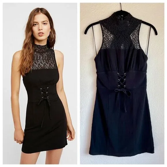 Free People Illusion Corset Bodycon Dress - Black XS Free People Illusion Corset Bodycon Dress - Black XS